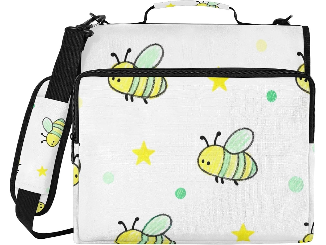 Pasta Com Zíper De 3 Argolas, 8cm, Alça E Vários Bolsos, Organizador De Documentos Estudantes Do Ensino Fundamental