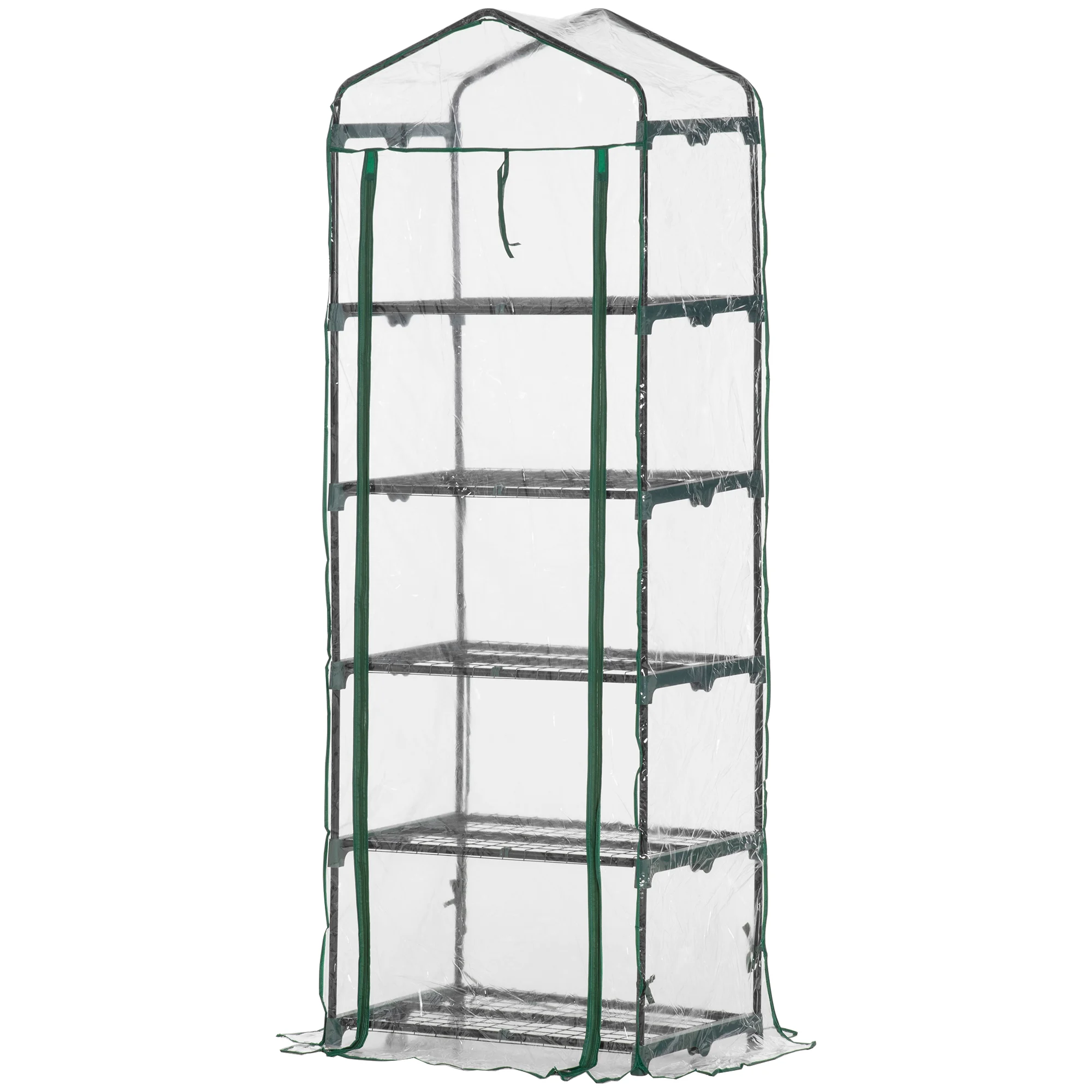 Estufa de jardim vertical com 5 prateleiras, cobertura de PVC transparente e estrutura de aço preto (69x49x193 cm) | S/MARCA