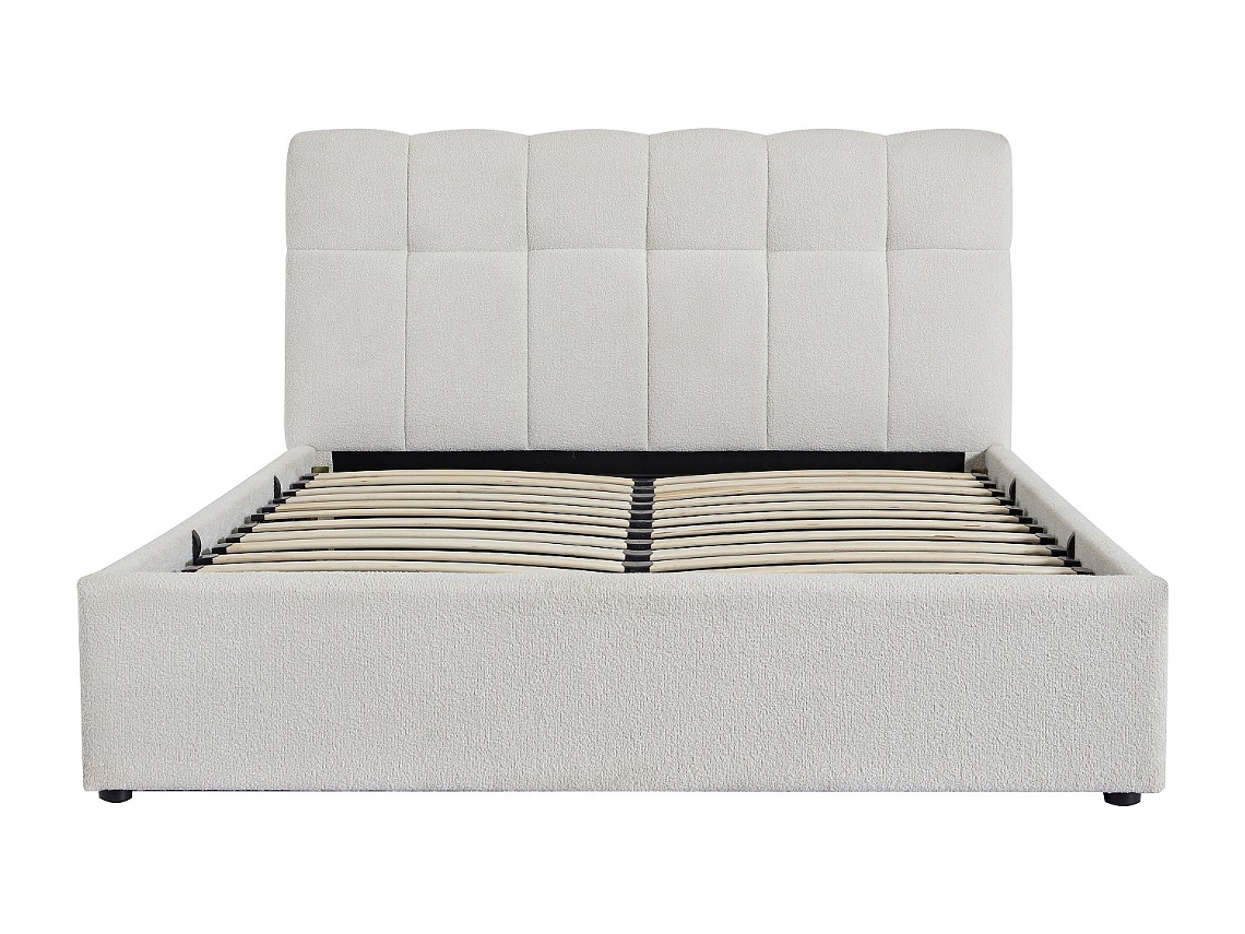 Cama Com Maziri Branco 160x200 Cm - Sem Colchão - Com Estrado VENTE-UNIQUE.PT