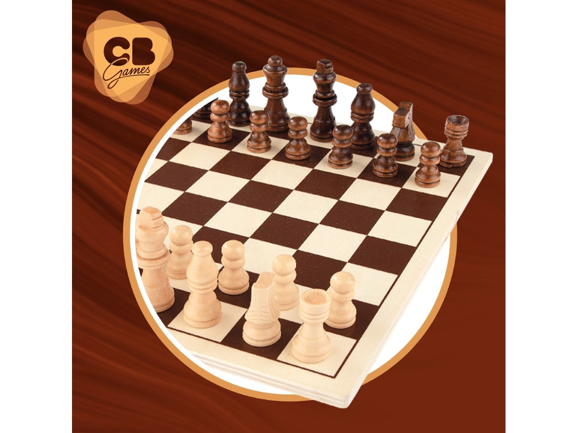 CB Games - Jogo de Xadrez e Damas de Madeira