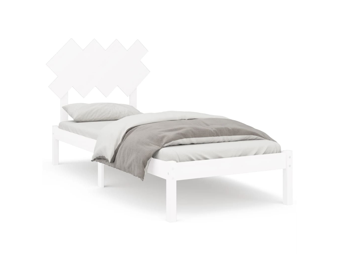 Estrutura de Cama 90x200 Cm Madeira Maciça Branco MAISON EXCLUSIVE