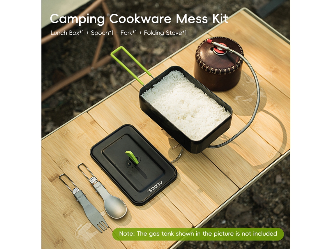 Kit De Cozinha Camping Com Fogão Plegável E Talheres