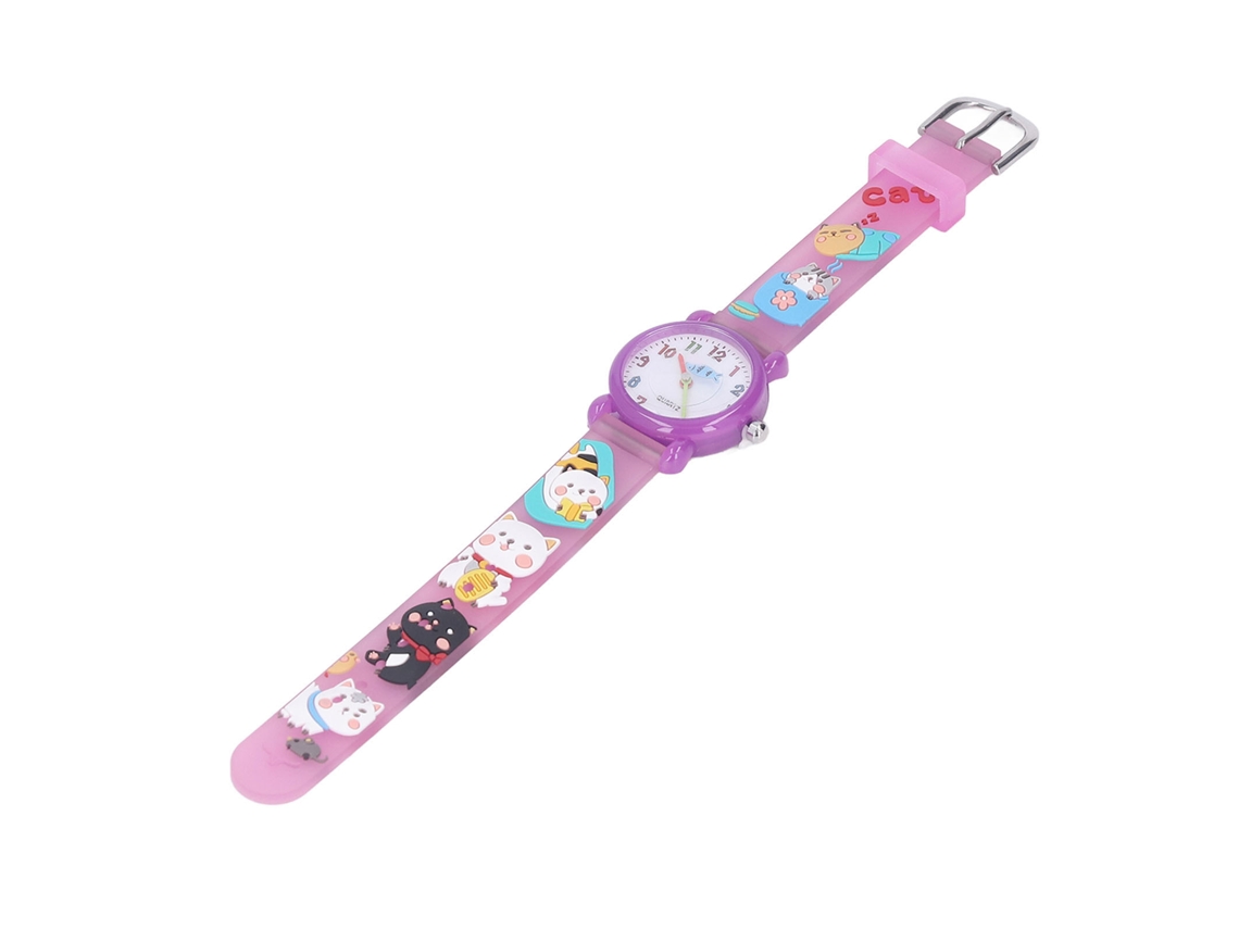 Walshlxq reloj para Niños Estilo Cartoon 3d Super Cute Impermeable Escala Clara Colores Ricos Niños Niñas Morado