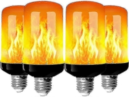 Pacote Com 4 Lâmpadas Led De Efeito Chama Base E27 4w, 4 Configurações De Luz, Para Decoração De Ambientes Internos, Casa, Jardim E Festas. Cjy