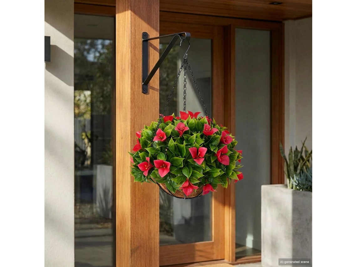 Vidaxl Flores Artificiais Rosado 33 X 33 X 44 Cm Pe E Aço