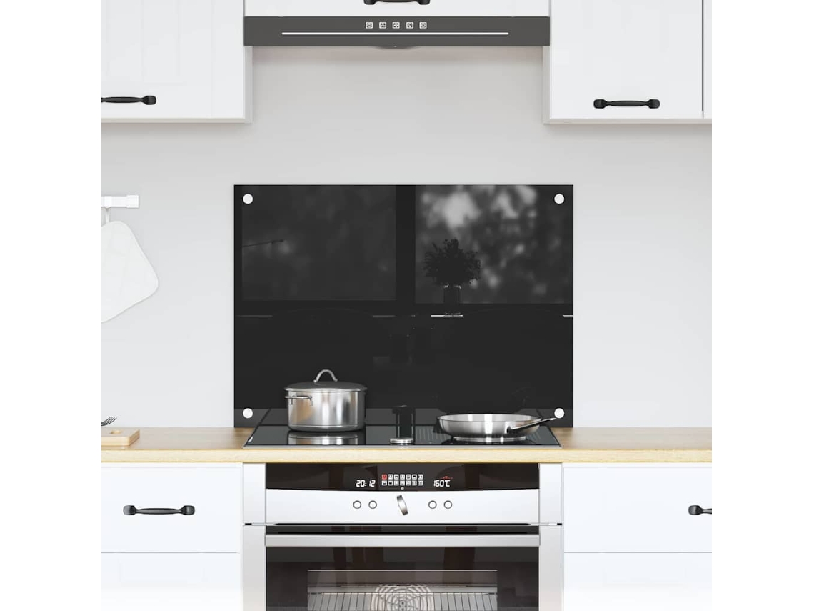 Vidaxl Painel De Cozinha Preto 70 X 50 Cm Vidro Temperado