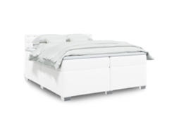 Vidaxl Cama Com Molas/colchão 200x200 Cm Couro Artificial Branco