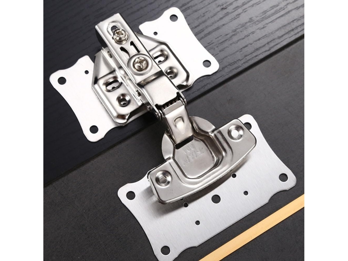 Kit De Reparo Dobradiças Aço Inoxidável Para Armários – Conjunto Com 4-placas Fixação Portas E 24-parafusos Cozinha
