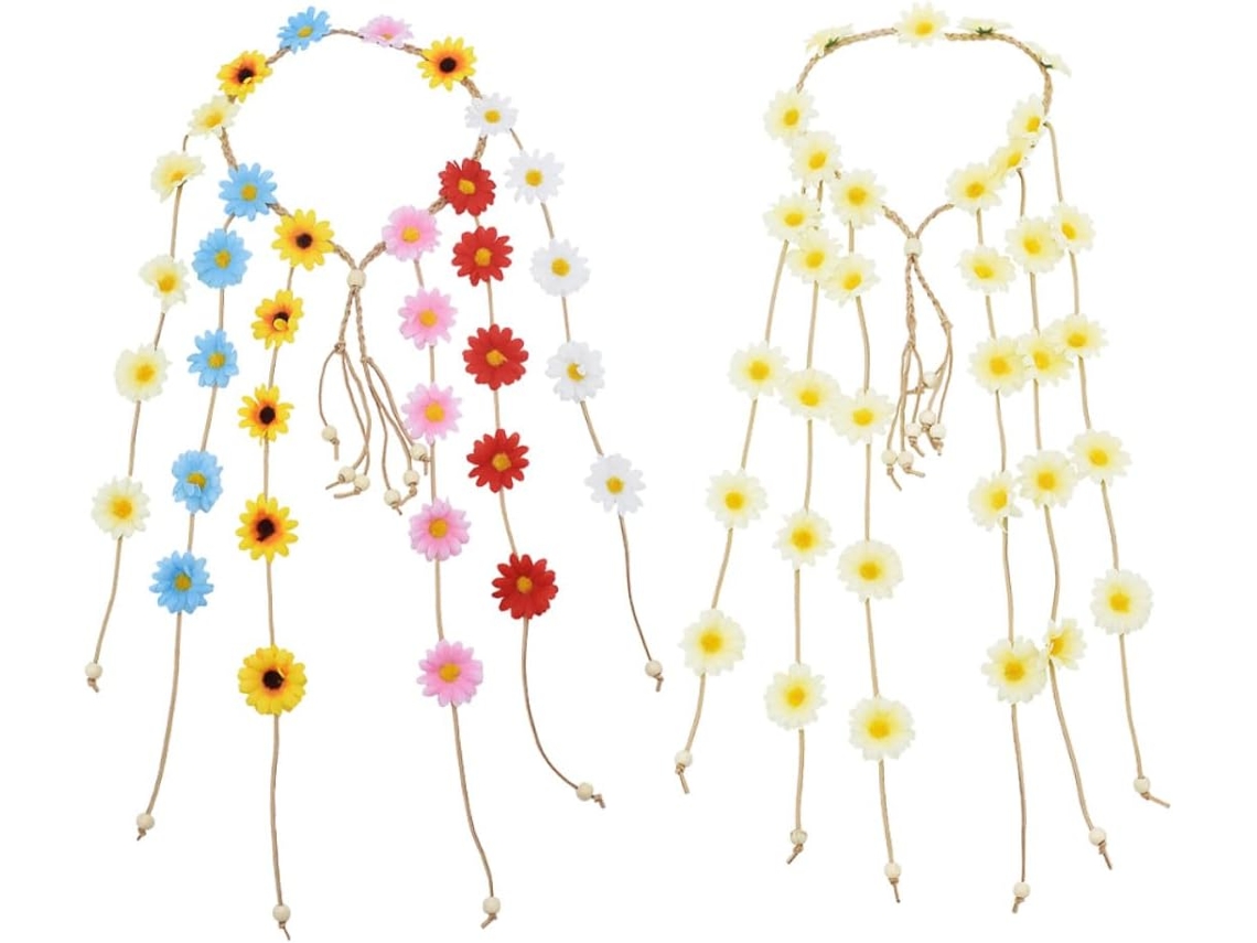 De 2 Faixas De Cabelo Nuobesty Com Flores De Margarida Boêmias Em Tecido Confortável E Firme.