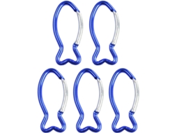 Conjunto de 5 mosquetões resistentes para pesca, escalada e clipagem.