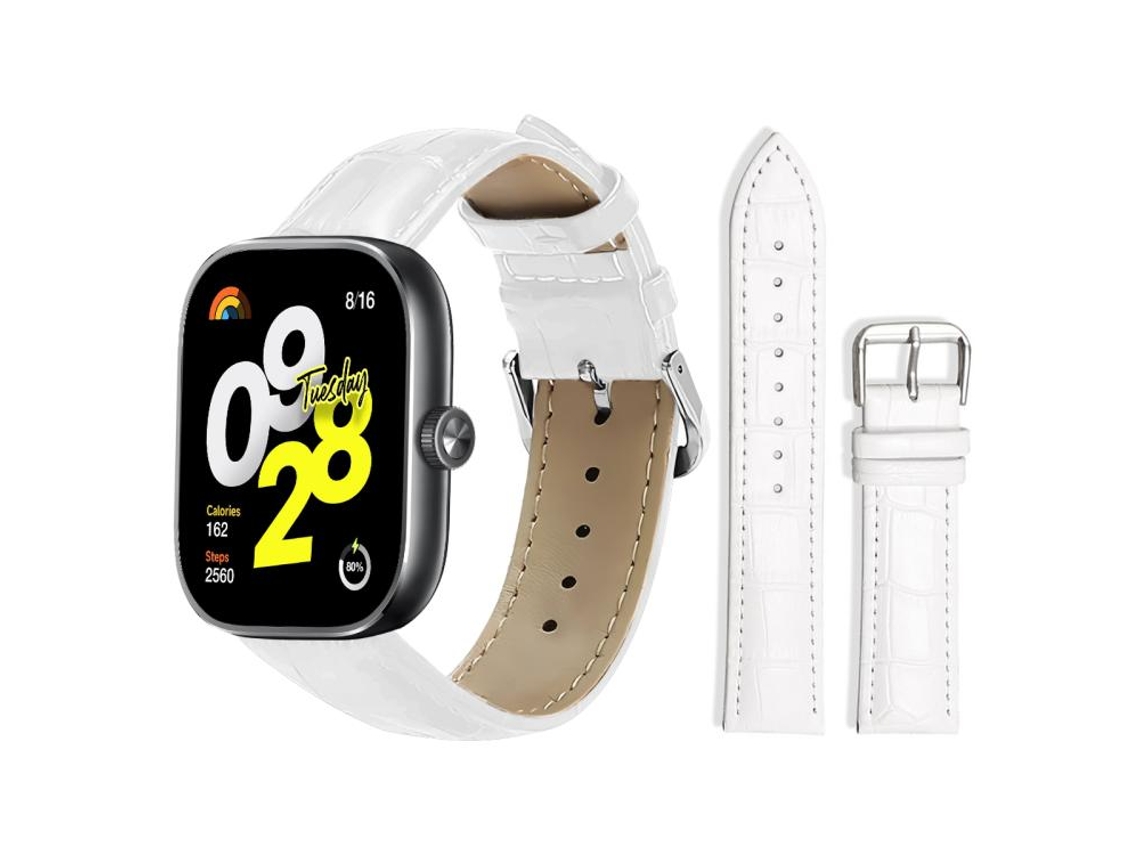 Bracelete para Xiaomi Band 9 Pro / Redmi Watch 6 / 5 Couro com Pino e Textura de Bambu Branca XIAOMOYU
