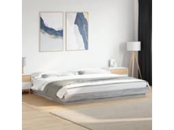 Vidaxl Estrutura De Cama C/ Luzes Led Derivados Madeira Cinza Sonoma