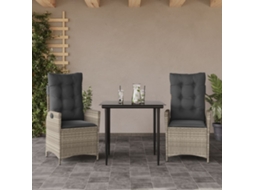 Vidaxl 3 Pcs Conjunto De Jantar P/ Jardim C/ Almofadões Cinzento Claro