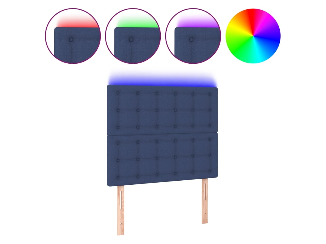Led Headboard, Led Headboards Vidaxl Azul Tecido (100 X 5 X 118/128 Cm)