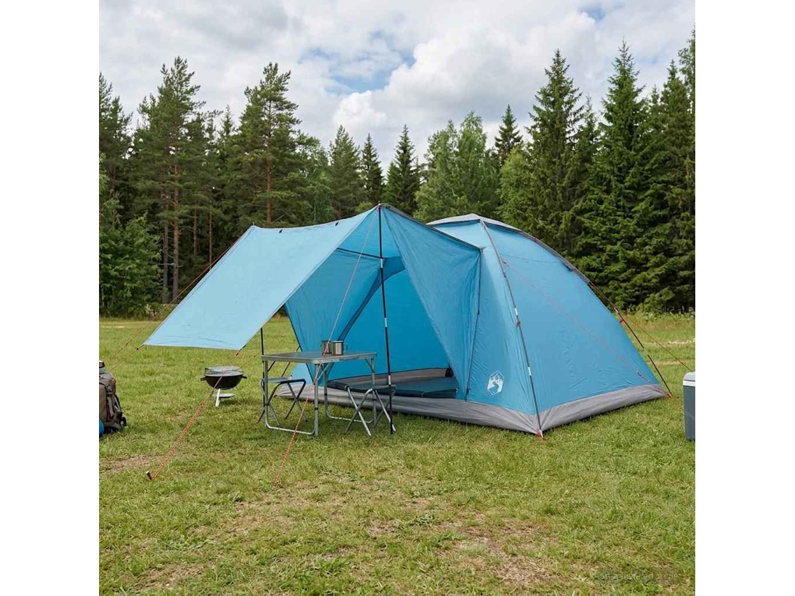 Vidaxl Barraca De Camping Com Telhado Azul 6 Pessoas Poliéster E Aço