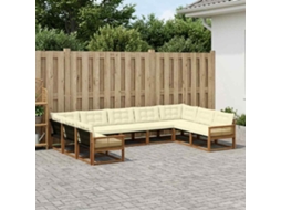 Vidaxl Conjunto De Sofás Para Exterior 9 Unid. Natural E Creme