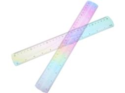 Régua flexível colorida de PVC de 30 cm, conjunto com 2 unidades, para medição.
