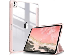 Capa para iPad Pro 11, capa de couro TPU com suporte de acrílico transparente, rosa, Hengrongshen (2024)