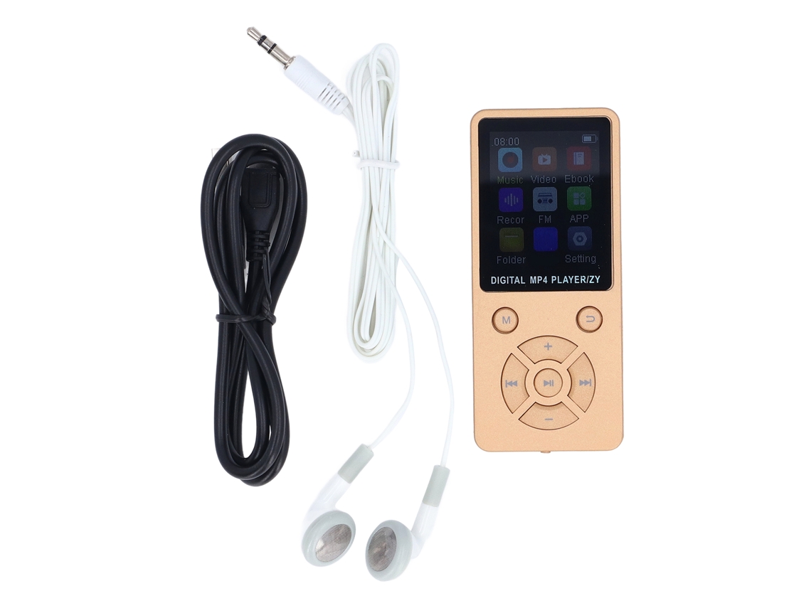 Reprodutor MP3 MP4 64GB Bluetooth 5.0 tela 1.8 polegadas HiFi com alto-falante ouro | S/MARCA