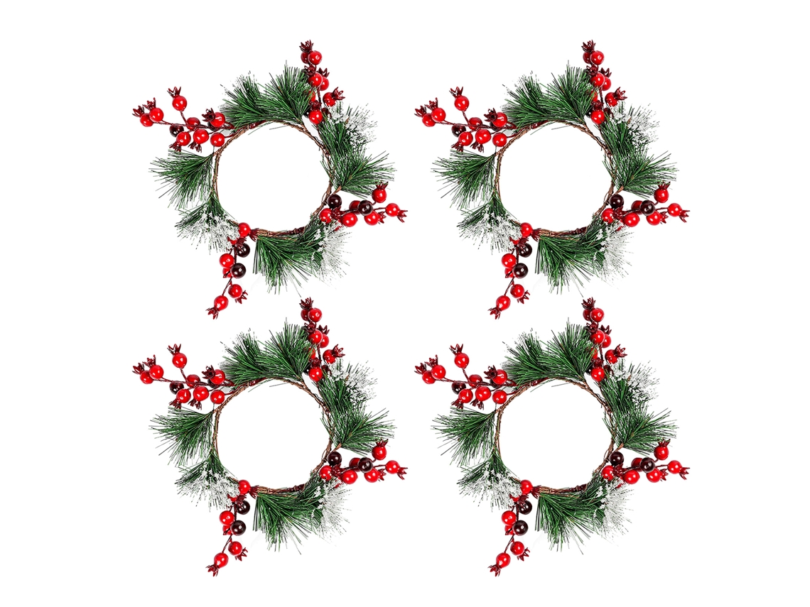 Laxiscreed Coroa De Natal Decorativa Para Porta Com Velas - Conjunto De 4 Peças