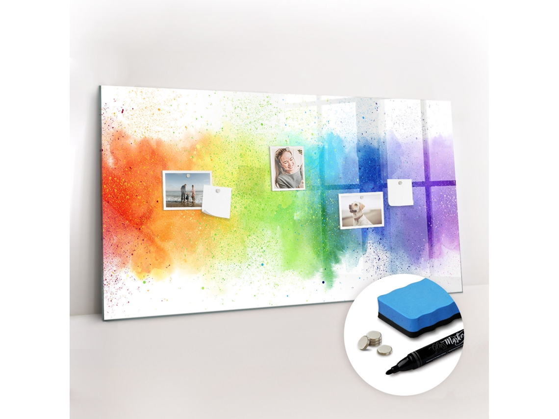 Quadro Magnético Colorido Arco-íris Abstrato Para A Cozinha Espelharte (120x60 Cm)