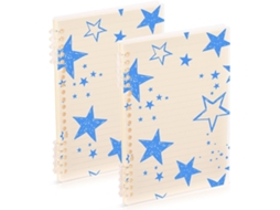 Conjunto de 2 Cadernos Capa Dura Espiral Tamanho A5, Azul Marinho, 21,1 X 14,5 Cm, com Linhas Largas, 60 Folha