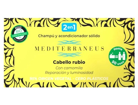 Champú Y Acondicionador Sólido Cabello Rubio 50 Gr Mediterraneus
