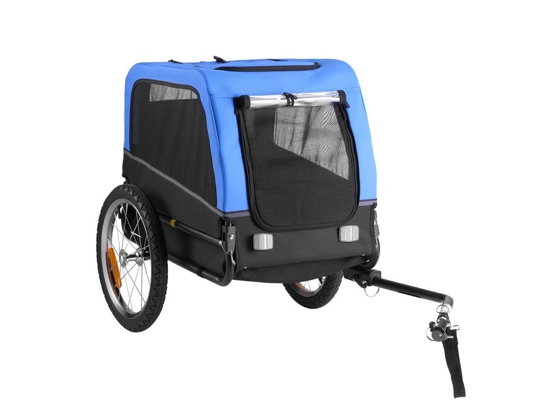 Reboque de Bicicleta para Cães, Carga 45 Kg, Carrinho Dobrável Cães Pequenos/medianos com Roda Liberação Rápida, Engate Universal, Refletor e Cinto