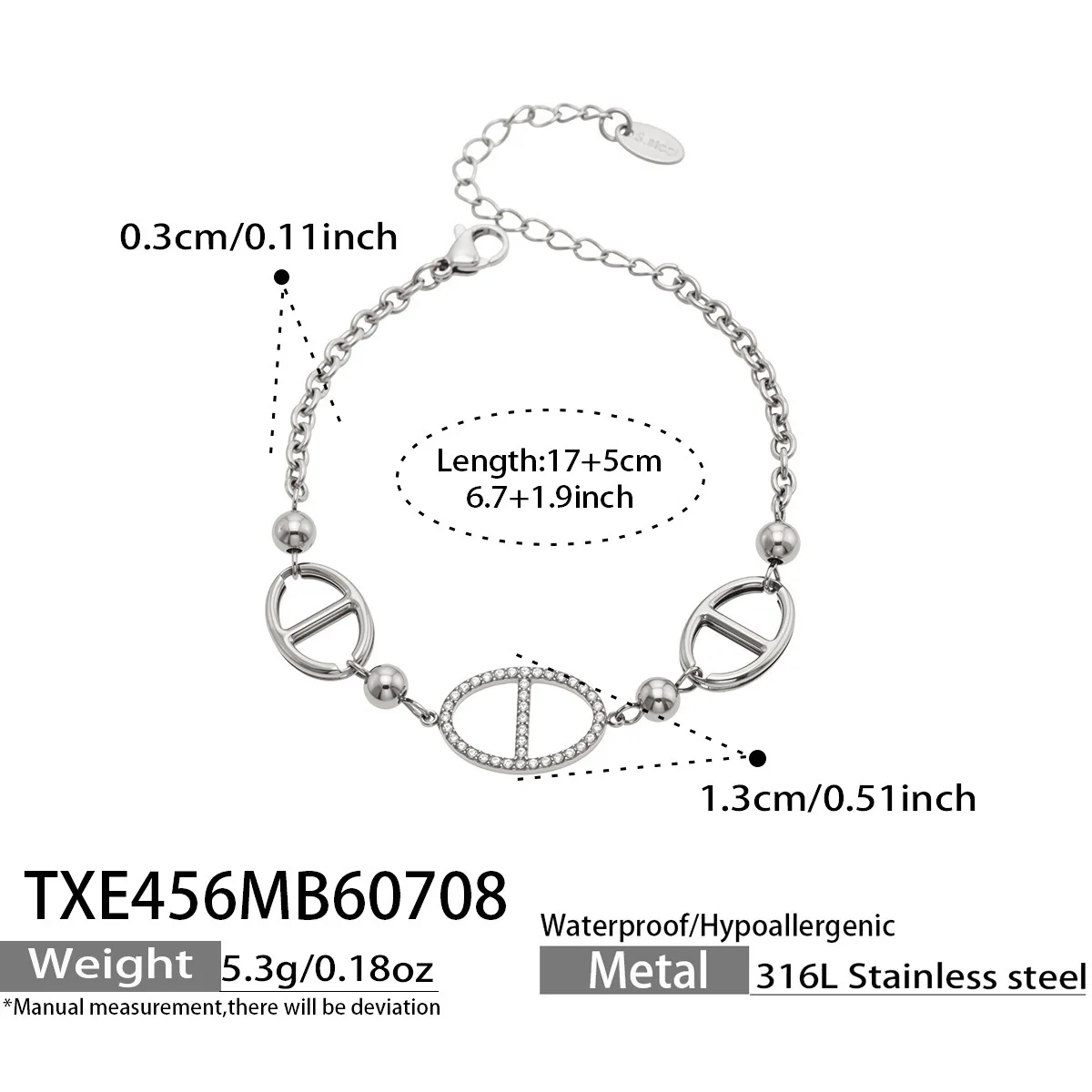 (prateado) Colar/pulseira Com Corrente Geométrica Irregular, Design Vazado Em Aço Titânio.