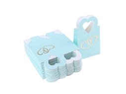 50 Unidades De Sacolas De Doces Com Formato De Coração Duplo Dourado, Caixas De Presente Para Lembrancinhas De Casamento, Na Cor Azul. Hengjian