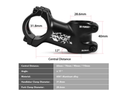 Cano De Bicicleta 17 Graus Ultraleve 31.8mm Para Guidão