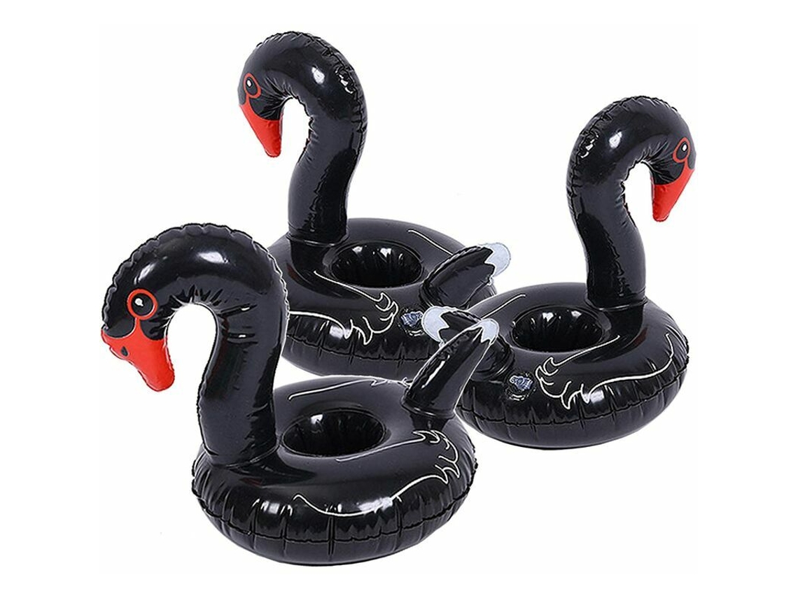 Conjunto De 6 Porta-copos Infláveis ​​flutuantes Para Piscina No Verão, Modelo Cisne Negro.