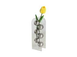 Vaso De Flores De Cristal Acrílico Com 6 Bolas De Aço Inoxidável