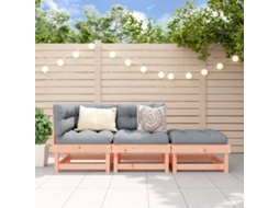 Vidaxl 3 Pcs Conjunto Lounge De Jardim Madeira De Douglas Maciça