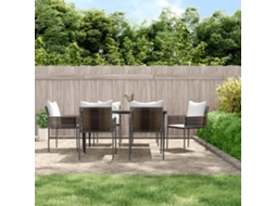 Conjunto 7 Peças Jantar P/ Jardim C/ Almofadões Vime Pe E Aço Dkd Home Decor