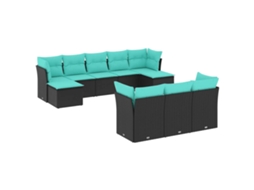 Conjunto de Sofá Jardim 3 Peças Almofadas Rattan Sintético MAISON EXCLUSIVE