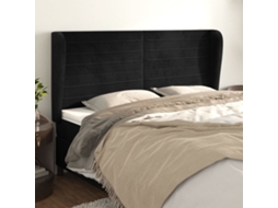 Vidaxl Cabeceira De Cama C/ Abas Veludo 183x23x118/128 Cm Preto