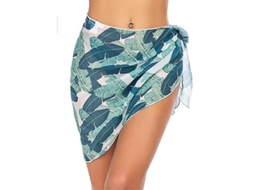 Falda Sarong Para Mulher De Praia Semi-transparente Com Borda Terminada Para Traje De Banho Bikini Verão Leve 190x46cm Impressão De Folha A