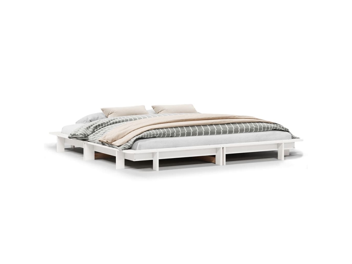 Cama Sem Colchão 200x200 cm Madeira de Pinho Maciça Branco MAISON EXCLUSIVE