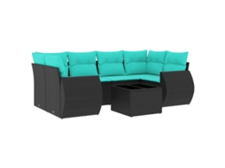 Conjunto de Sofá de Jardim, 7 Peças, Almofadas, Rattan Preto MAISON EXCLUSIVE