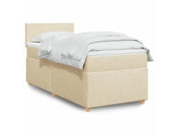 Vidaxl Cama Com Molas/colchão 100x200 Cm Tecido Cor Creme