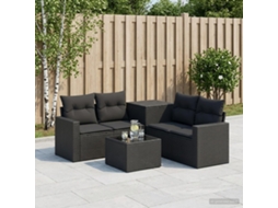 Vidaxl Conjunto De Sofás 6 Unid. Preto Rattan Poliéster E Aço
