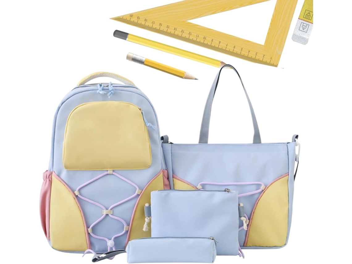 Conjunto De Mochila Escolar Bolsa Transversal De 4 Peças, Bolsa Grande Com Estojo Para Lápis, Idea Gokoco