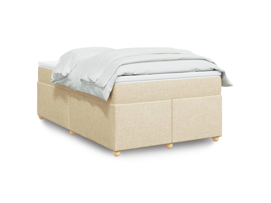 Vidaxl Cama Com Molas/colchão 120x200 Cm Tecido Cor Creme