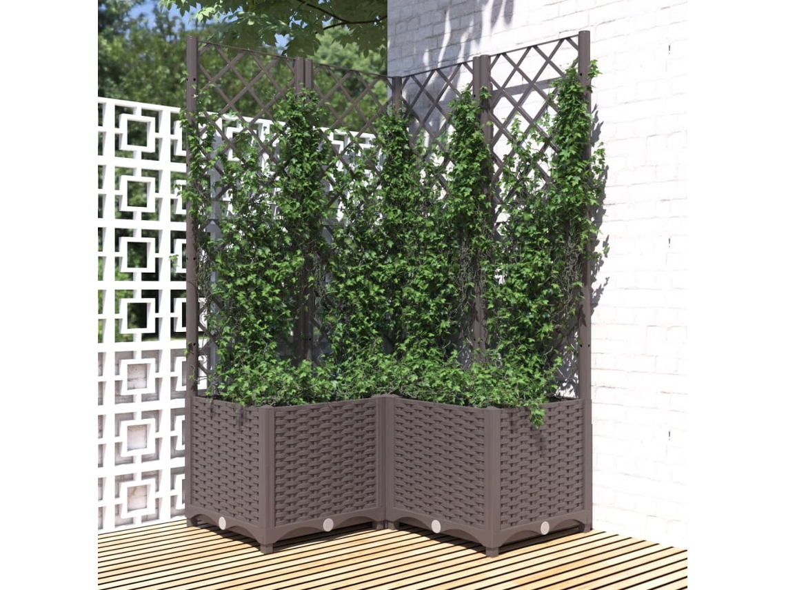 Vidaxl Vaso/floreira Jardim C/ Treliça 80x80x136 Cm Pp Castanho