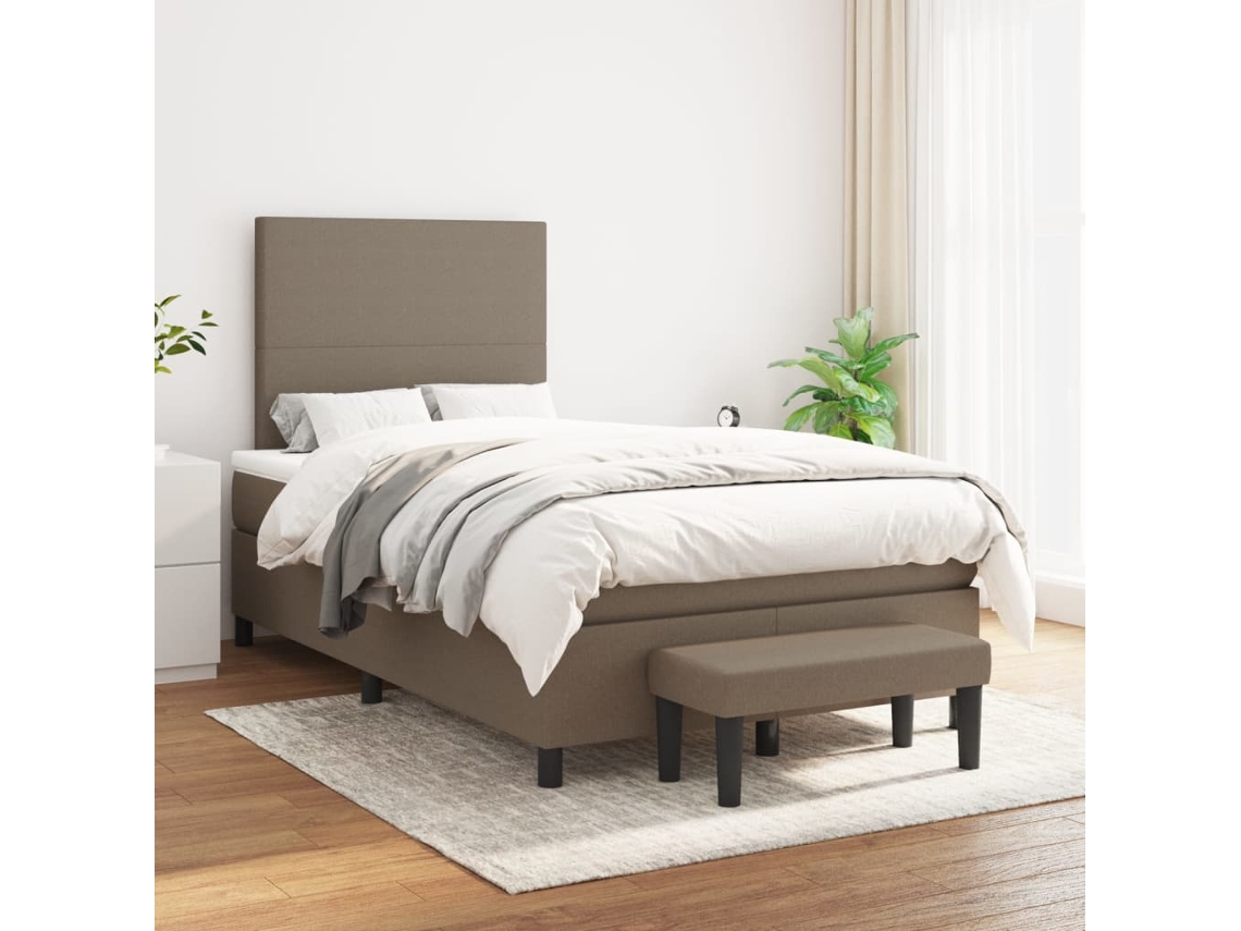 Vidaxl Cama Com Molas/colchão 120x200 Cm Tecido Castanho-acinzentado