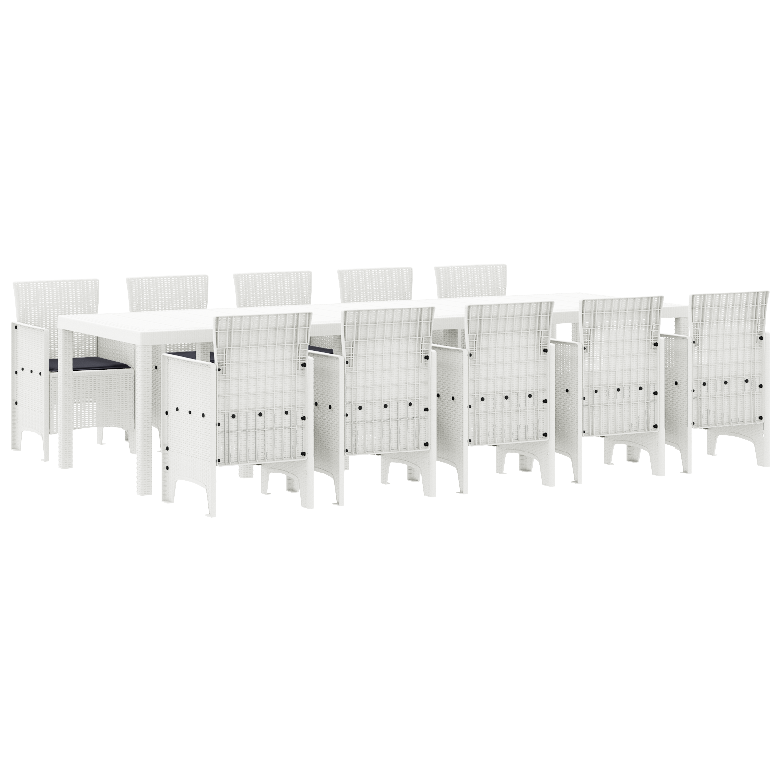 Conjunto 11 Conjunto De Jantar Para Exterior Vidaxl Branco Polipropileno (300 X 100 X 73 Cm)