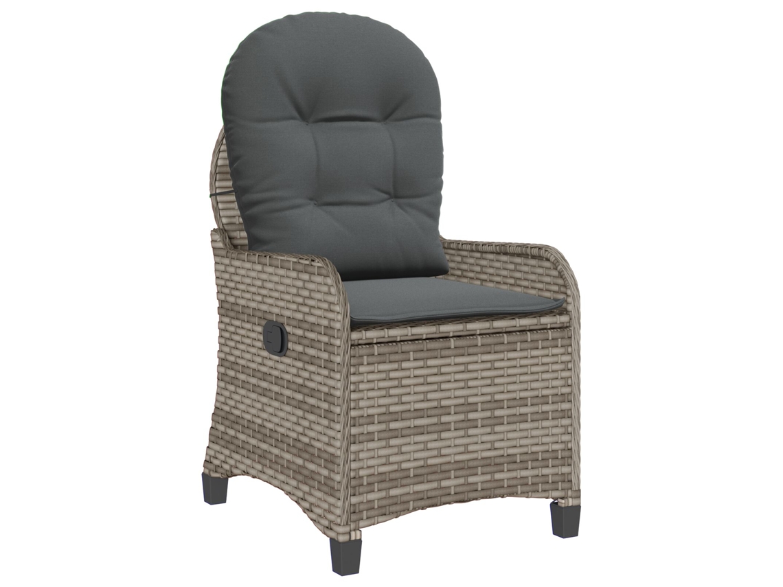 Conjunto 1 Reclinável De Jardim Vidaxl Cinzento Vime Pe (56 X 66 X 95 Cm)