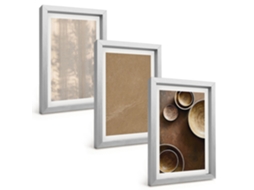 Composição De Quadros Na Paredeestruturas Com Texturas Minimalistas Moldura Prateada Quadros Para A Sala De Estar Espelharte (3 Peças 20x30 Cm)