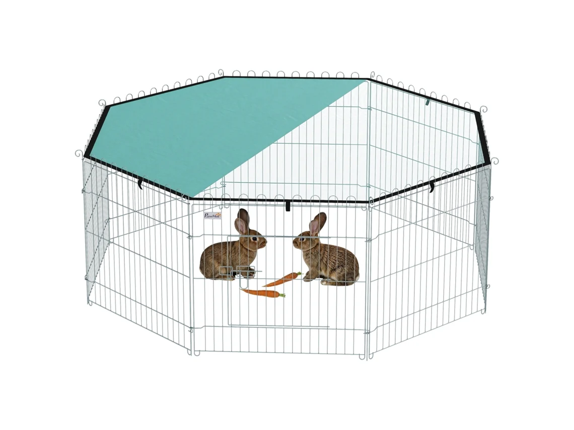 Parque para Cães com 8 painéis, teto, modular, dobrável, com porta, 60h, verde S/MARCA